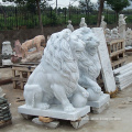 2019 hot sale white marble carved large garden lion stone statues